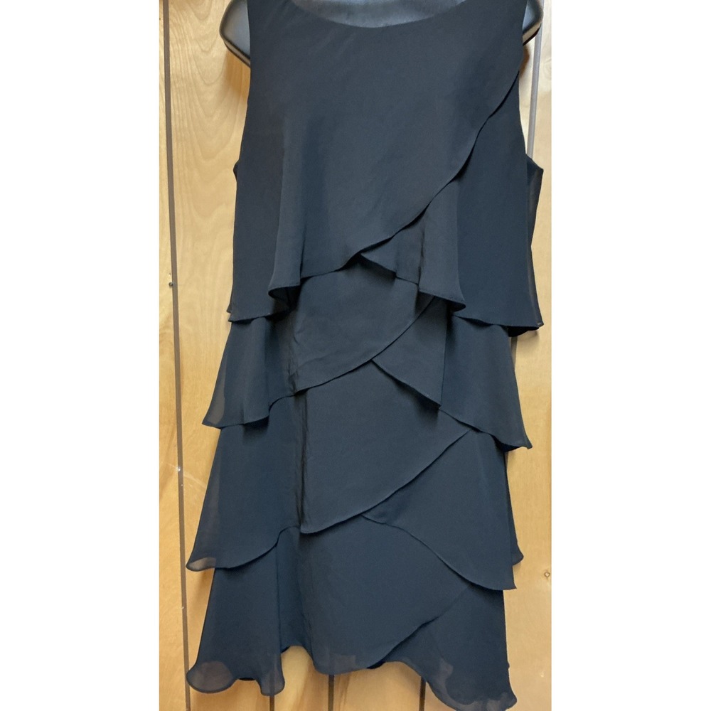 Dressbarn Collection Size 16 Black Cocktail Dress Chiffon Ruffles Sleeveless - Picture 7 of 16